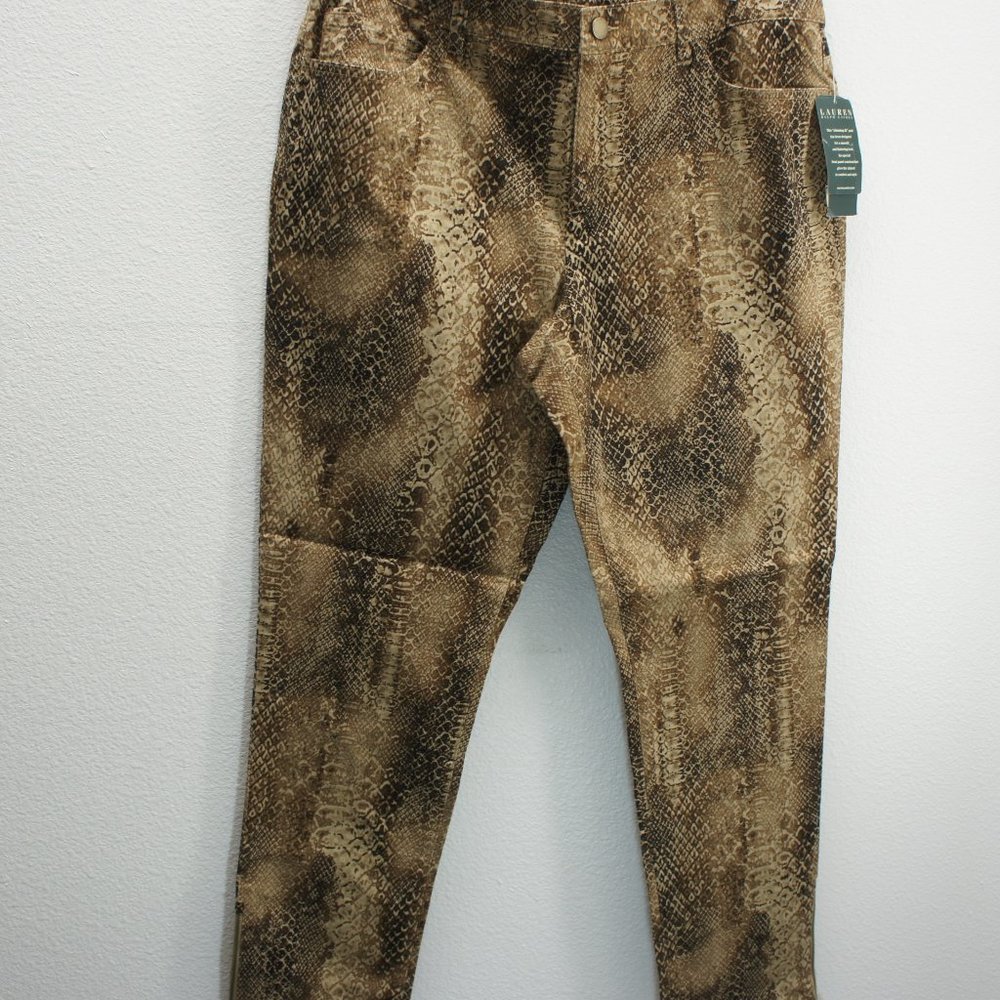 Ralph lauren snake print zip leg pants size 16  NWTS